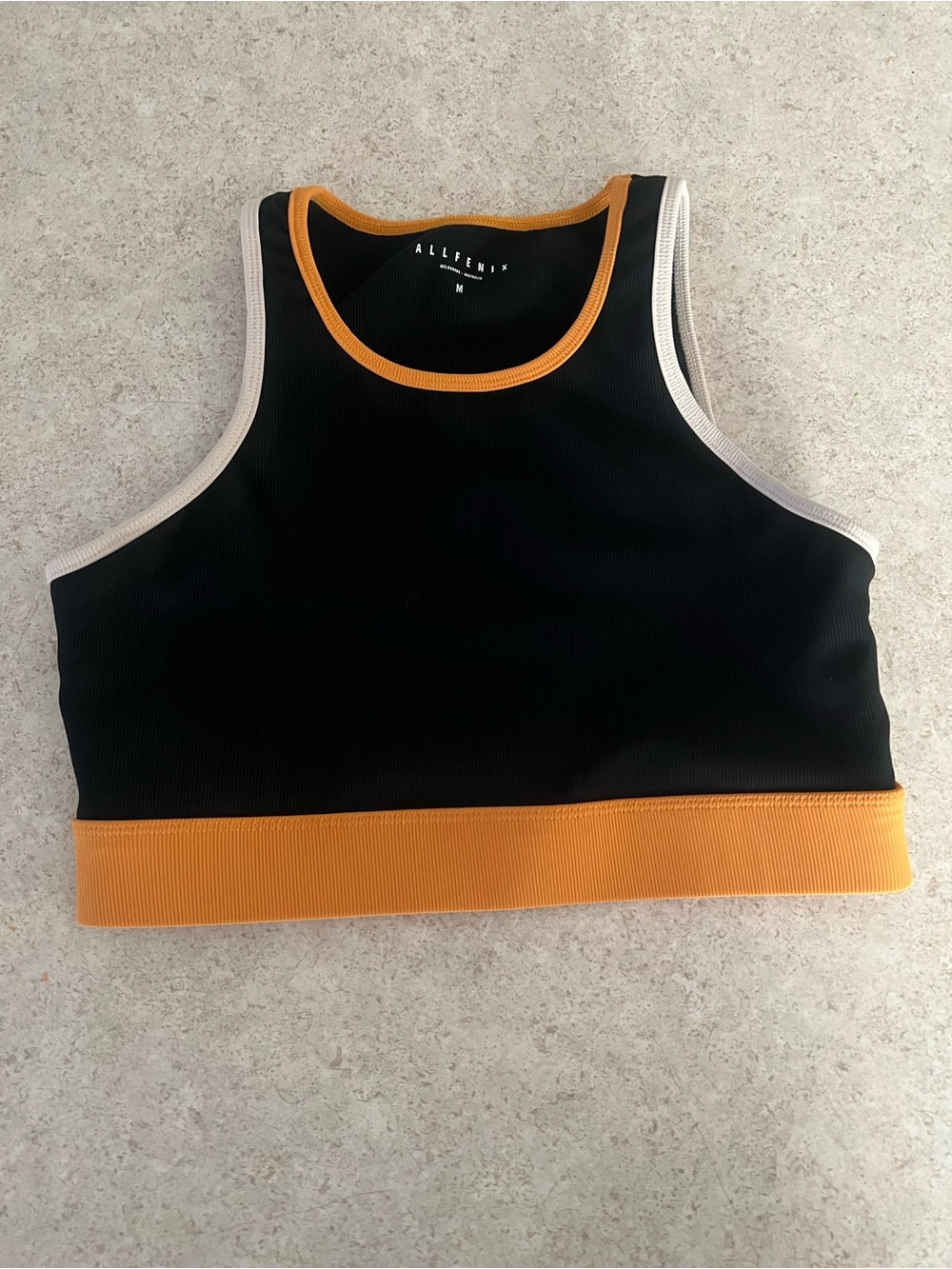 AllFenix Black & Orange Ribbed Sports Bra
